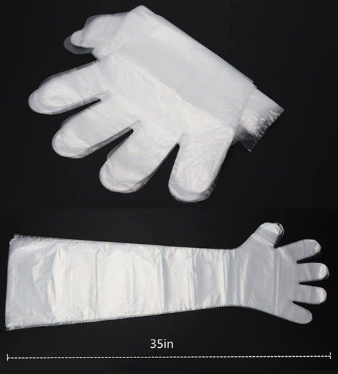 50 Pieces Veterinary Insemination Rectal Long Gloves Disposable Full Arm 35inch Hunting Field Dressing Gloves for Deer Cow Cleaning Processing Gut...