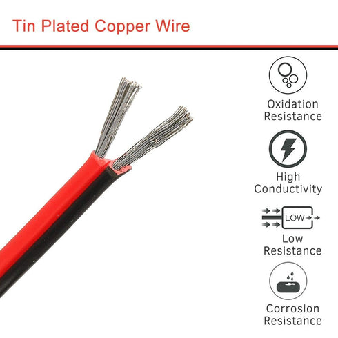 18 Gauge Wire 70ft, 18 Awg Stranded Wire, Red and Black 2 Conductors Electrical Wire Hookup Wire, LED Strips Extension Wire for Automotive and Boa...