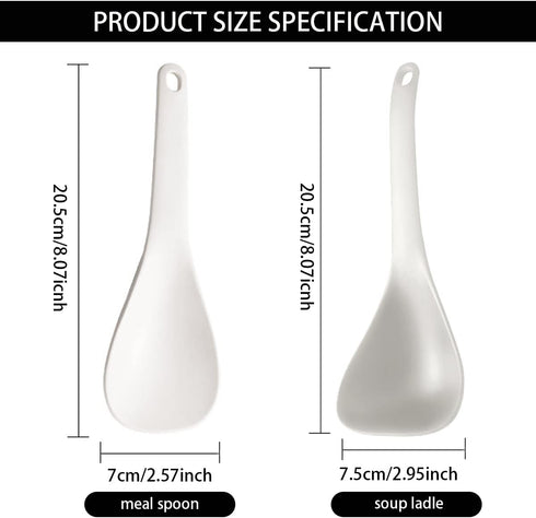 DOERDO 2pcs Rice Paddle Spoon Soup Spoon Heat Resistant Rice Scooper Kitchen Utensil for Mixing, Serving, Cooking, White...