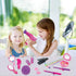 Little Girls Beauty Hair Salon Toy Kit with Toy Hairdryer, Mirror & Other Accessories, Fashion Pretend Makeup Set for Kids...