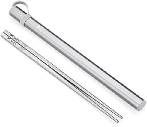 Keith Titanium Ti5633 Solid Square Handle Chopsticks with Aluminum Case (Grey) ??????? Keith's 18th Anniversary: Exclusive Price!...