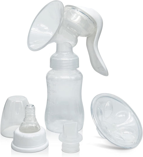 Manual Breast Pump, Silicone Hand Pump for Breastfeeding, Small Portable Manual Breast Milk Catcher, Baby Feeding Pumps & Accessories, White, Moth...