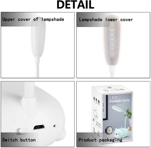 Kids Lamp, LED Desk Lamp for Kids, Cute Cat Lamp Kawaii Desk Accessories, Flexible Gooseneck Eye-Care Cartoons Small Desk Lamp Girls Gifts (White)...
