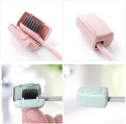 Multicolor Mini Toothbrush Head Covers, 4 Pack, Straw Portable Tooth Brush Holders for Travel, Household, Bathroom...