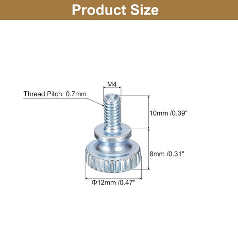 uxcell M4x10mm Knurled Thumb Screws,20pcs Carbon Steel Zinc Plated Flat Knurled Head Fully Threaded Thumb Screws Bolts Fastener...