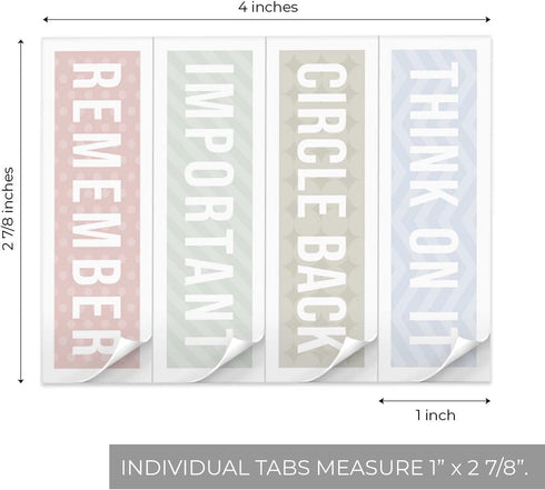 Modern Reminder Page Markers / 1" x 2.875" Multiuse Sticky Note Tabs/Pastel Pattern Sticky Pad with 200 Tabs/Made in The USA...