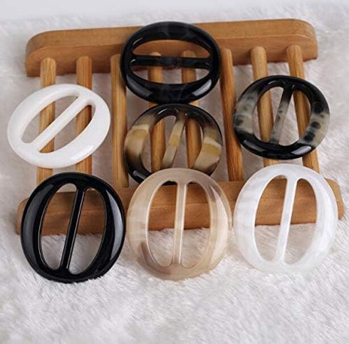 XINGZI 6PCS Plastic Oval Smoothly Fashion Silk Scarf Clips Clasp Ring Scarf Buckle Slides Clothing Ring Wrap Holder for Women Girls Silk Neckerchi...