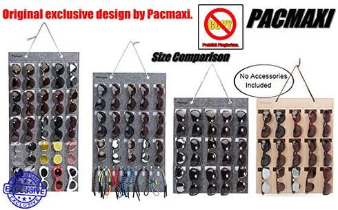 PACMAXI Sunglasses Storage Organizer, Wall Pocket Mounted by Sunglasses, Hanging Eyeglasses Storage Holder, Eyewear Display. (Grey, 25 Slot)...
