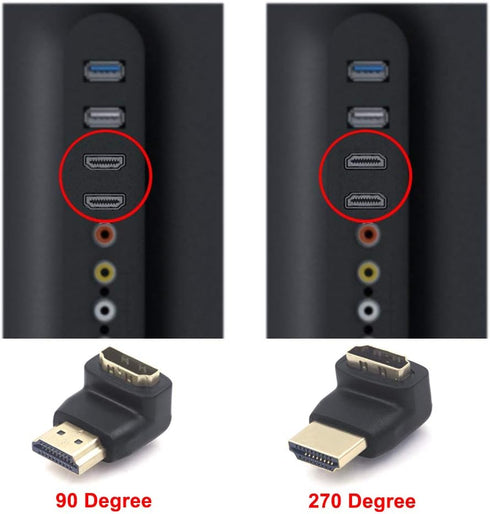 VCE HDMI 270 Degree Adapter 6-Pack, Right Angle HDMI Adapter Male to Female L-Shape Connector with 4K@60Hz, 3D for TV Stick, HDTV, PC...