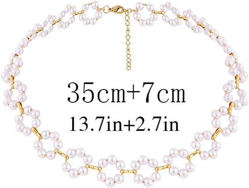 Pearl clavicle choker chain Round Pearl Chain Necklace Hollow Circle Choker Necklace Jewelry for Women...