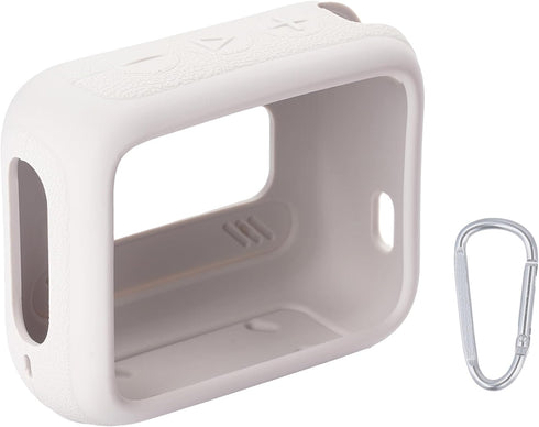 for JBL Go 4 Waterproof Bluetooth Speaker Silicone Cover Case, Portable Silicone Travel Case with Carabiner, Protective Skin Case (Grey Case) - co...