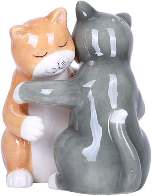 Pacific Giftware Hugging Cats Magnetic Ceramic Salt and Pepper Shakers Set...