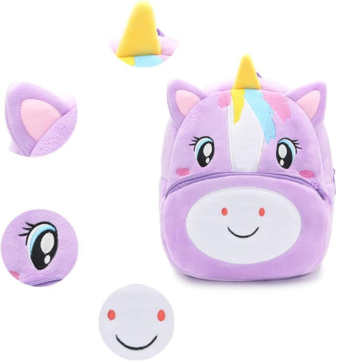 NICE CHOICE Cute Toddler Backpack Toddler Bag Plush Animal Cartoon Mini Travel Bag for Baby Girl Boy 2-6 Years(Puple Unicorn)...