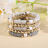 5-7PCS Surfer Colorful Clay Beads Stretch Bracelets Bohemian Stackable Gold Beads Vinyl Disc Elastic Bracelets Multilayer Summer Beach Jewelry Set...