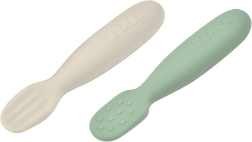 BEABA Set of 2 Silicone Pre-Spoons, For Babies 4-8 Months, Ultra-Soft Silicone Spoons to Help with Self Feeding, Designed with Specialist, Baby Ut...