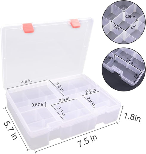 Plastic Organizer Container with Adjustable Dividers,Plastic Storage Box with 18 Removable Grids,Jewelry Organizer Compartments for Cosmetics Craf...