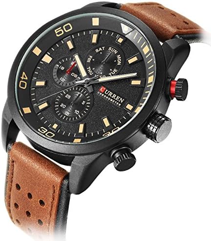 CURREN Men's Sports Waterproof Leather Strap Wrist Watch 8250 (brown)...
