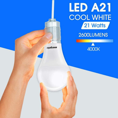 A21 LED Bulb Dimmable, 2600LM Super Bright Light Bulbs, 20W=150W, Cool White 4000K, UL Listed, E26 Base, Damp Rated, 2 Pack...