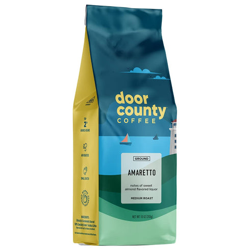 Door County Coffee Amaretto Flavored Coffee Ground - 10 oz Bag - Medium Roast - 100% Specialty Arabica...