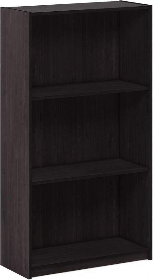 Furinno Basic 3-Tier Bookcase Storage Shelves, Dark Walnut...
