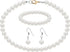 Pearl Jewelry Set for Women, 8mm White Pearl Necklace Fake Pearl Wedding Necklace 3 Pcs Simulated Faux Pearl Necklace Bracelet Earrings Set Costum...
