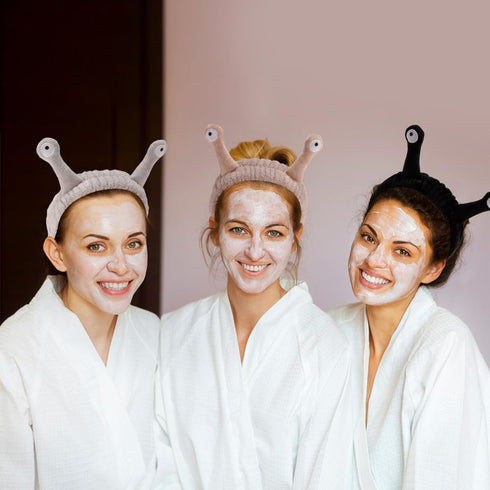 Snail Face Wash Headband Spa Headband for Women Wristband Cute Skincare Headbands Coral Fleece Wrap Hair Band Spa Accessories for Makeup Shower Sp...