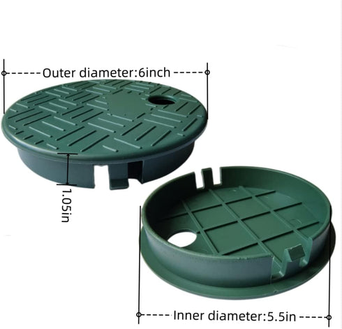 2 Pcs Sprinkler Valve Box Cover, Cover for Irrigation System, Round ID 5.5" OD 6" Sprinkler Valve Box Cover Lid, for Sprinkler in Ground Outside...