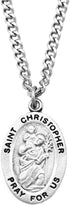 Rosemarie Collections Religious Saint Medal Pendant On Claspless Stainless Steel Curb Chain Necklace With Biography And Picture Folder, 24"...