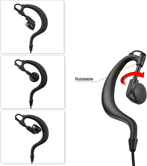 Walkie Talkie Earpiece Compatible with Motorola Single Wire Headphone Mic Earhook Headsets 2.5mm+3.5mm 2-Pin Two Way Radio Earpiece with PTT Black...