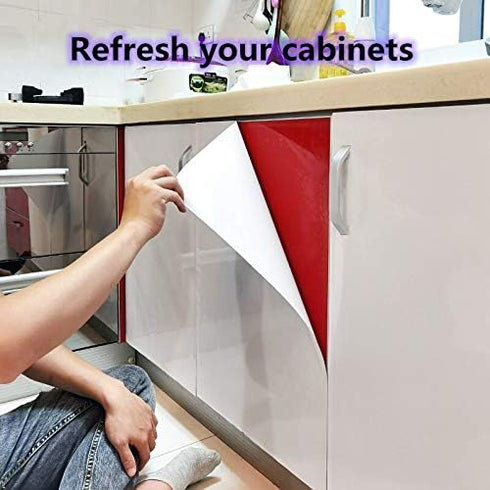 TANONE White Wallpaper Self Adhesive Wallpaper Vinyl 15.8"X196.7" Decorative Film Shiny Wallpaper for Cabinets Furniture Countertops (Big White)...