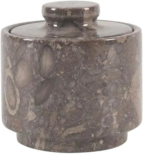 3" x 3" marble salt celler with lid 3.5oz, herb pot & candy bowl for modern kitchen countertop, trinket jewelry dish decorative container (Oceanic...