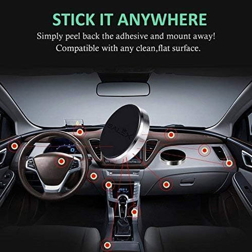 Magnetic Phone Mounts 2 Pack with 3M Adhesive. Black Flat Cell Phone Holder for Car Dashboard, Truck, Wall, Mirror, Table. Universal Low Profile S...