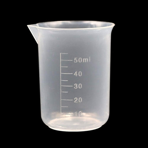 6 Pack 50ml Lab Plastic Graduated Beaker Transparent Measuring Beaker Cup Mixing Cup Liquid Container for Science Lab...
