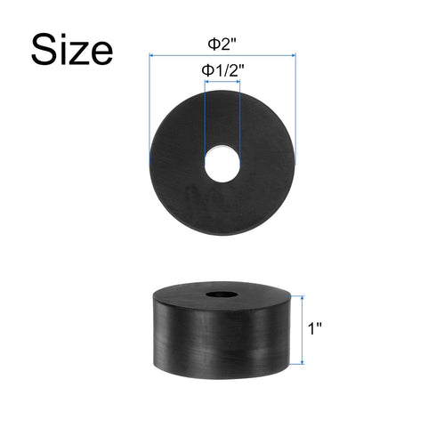 uxcell 4pcs Rubber Spacers 2" OD, 1/2" ID, 1" Height Round Anti Vibration Spacer Rubber Bushing Grommets Thick Rubber Washers for Home Car Accesso...