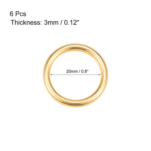 uxcell O Ring Buckle 20mm(0.8") ID 3mm Thickness Zinc Alloy O-Rings for Hardware Bags Belts Craft DIY Accessories, Gold Tone 6pcs...
