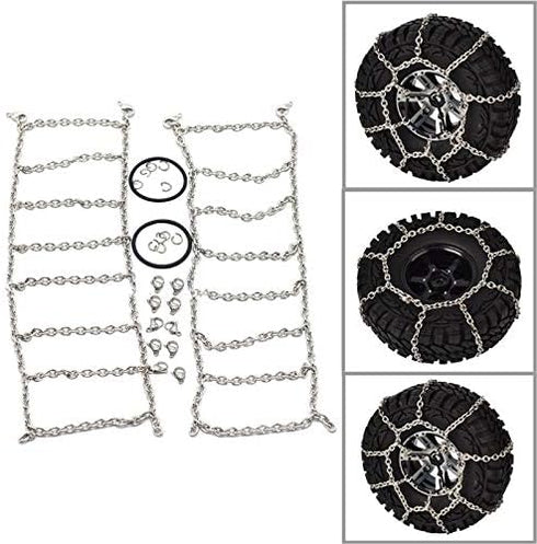 2Pcs Metal Snow Anti-Slip Tires Metal Steel Chain For 1/10 RC Rock CrawlerTRX-4 TRX4 Axial SCX10 90046...