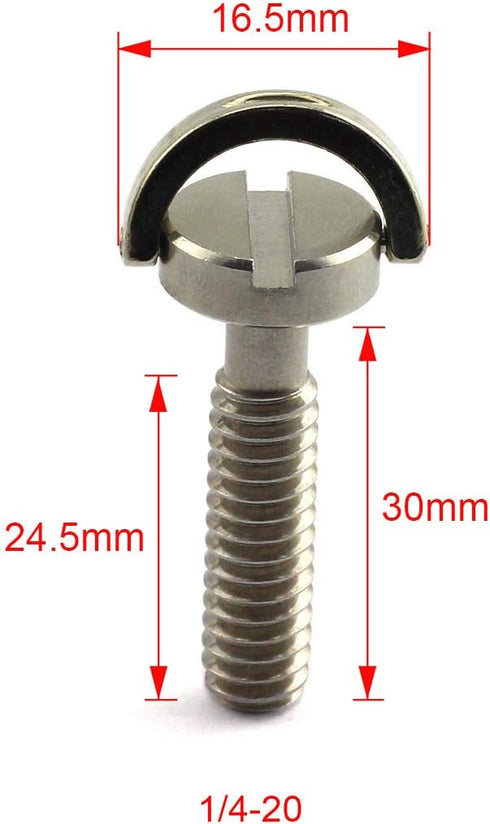HJ Garden 2pcs 1/4-20 Thread D-Ring Stainless Steel Camera Fixing Screws for Camera Tripod Monopod QR Plate,D Shaft Quick Release Plate Mounting S...