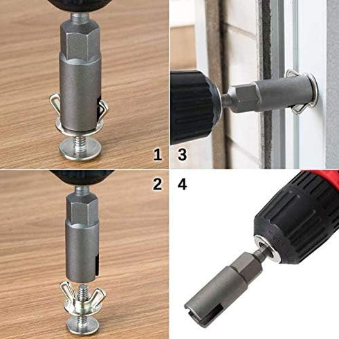 PAGOW Wing Nut Driver, Deep Power Slot Wing Nuts Drill Bit Socket Wrenches Tools Set for Panel Nuts, Screws Eye, C Hook Bolt, 1/4'' Hex Shank, 2 P...