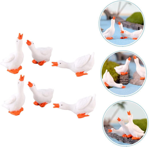 Amosfun 6pcs Resin Tiny Ornament Landscape Shaped Small Planter Mini DIY Moss Goose for Gardens Figure Decoration Micro Statue Sculpture Figurine ...