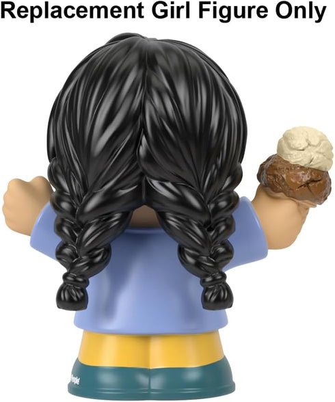 Fisher-Price Replacement Part Little-People Playset - HHR46 ~ Girl with Black Hair with Braids Carrying Ice Cream Cone, Black, Brown, Blue...