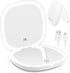 wobsion Travel Mirror with Light, Rechargeable 1x/10x Compact Magnifying Mirror, Dimmable Pocket Mirror,Handheld 2-Side Mirror with Light,4inch Tr...
