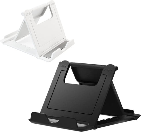 2 Pack Portable Cell Phone Stand Holder for Desk, Foldable Pocket-Sized Mount, Universal Adjustable Desktop Mobile Phone Kickstand Compatible with...