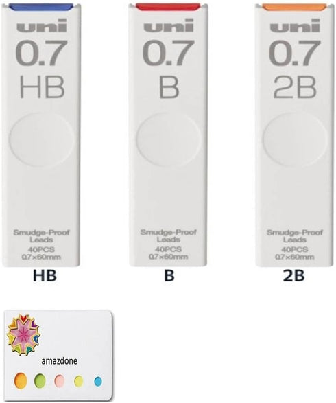 Uni Mechanical Pencil Lead,"The Uni" Smudge-Proof Leads 0.7mm?ULS0740?/HB,B,2B - 3 Pack/total 120 Leads, amazdone Sticky Notes Value Set...