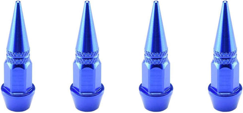 TVC20 Blue 4pcs Long Spike Spiked Tire Valve Stem Caps Metal Thread Wheel Tires...
