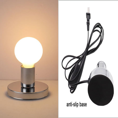 Industrial Table Lamp Base, E26 E27 Lamp Base Without Shade, Mini Short Desk Lamp Exposed Bulb Base, Simple Metal Edison Light Bulb Stand?Silver?...