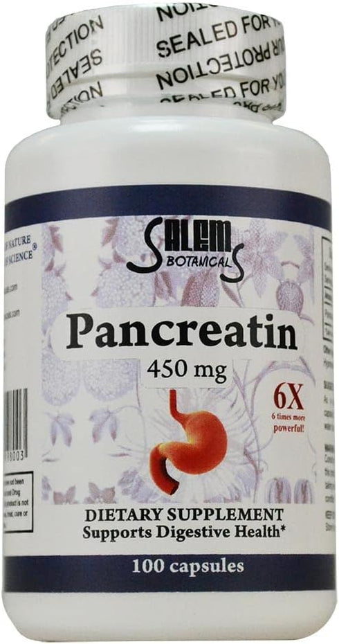 Salem Botanical Dietary Supplement Capsules, Pancreatin, 100 Count...