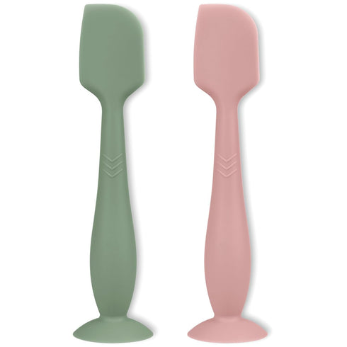 Diaper Cream Applicator Set - Soft Silicone Baby Butt Brush with Suction Base, Baby Butt Spatula, Full Size, 2 Piece - Newborn Baby Essentials (Sa...