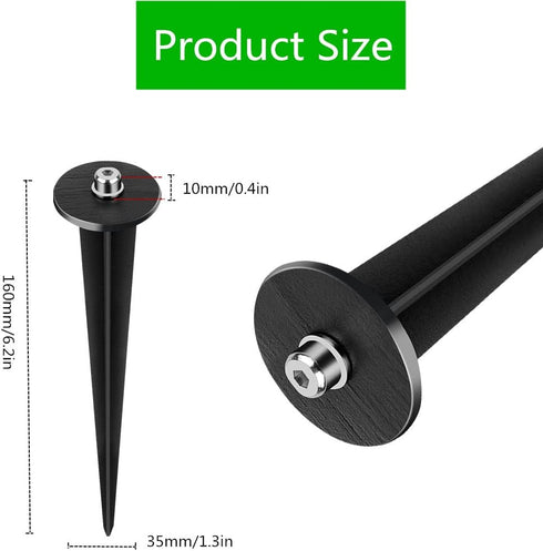 12 Pack Metal Replacement Stakes Spike, Solar Light Stakes Flood Light Ground Stake Threaded Spike Solar Pathway Lights Spike for Garden Lights La...