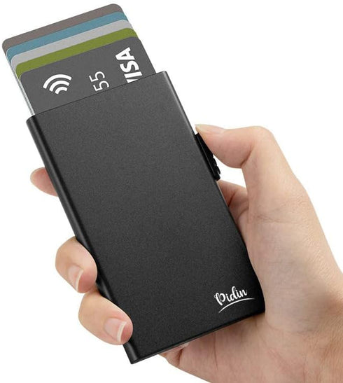 Pop Up Wallet, Slim Minimalist Credit Card Holder For Men And Women, Card Holder for 7 Cards, RFID Protection Ultra Slim Metal Wallet (Aluminum, b...