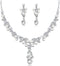 Bride Crystals Rhinestones Pearls Necklace Earrings Set Bridal Wedding Jewelry Sets Rhinestone Choker Necklace Prom Party Costume Jewelry Set for ...